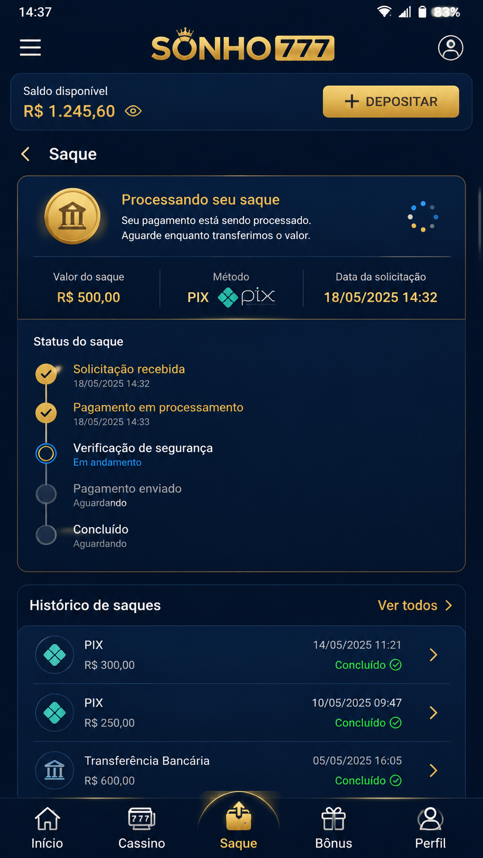 Sonho777 screenshot