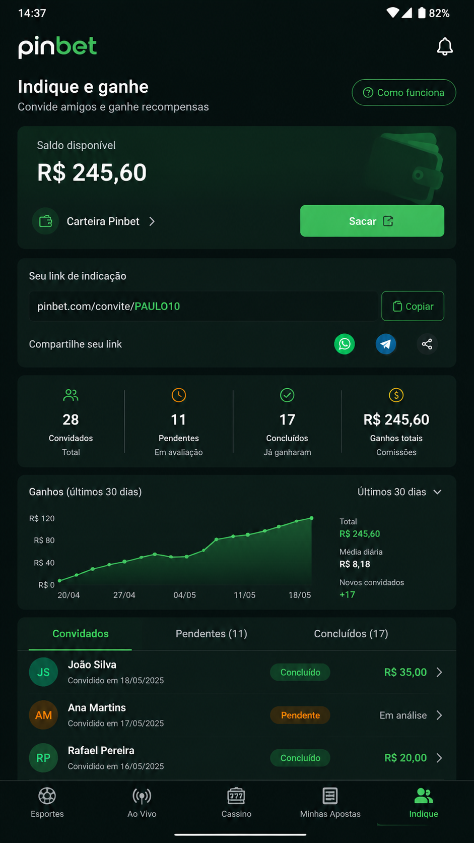 Pinbet screenshot
